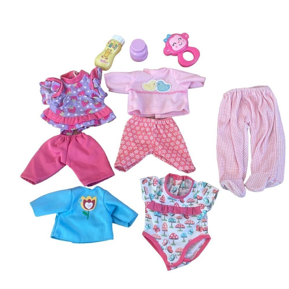 Doll Clothing Lot Unbranded Outfits Different Sizes Dresses Bottle Rattle Toy